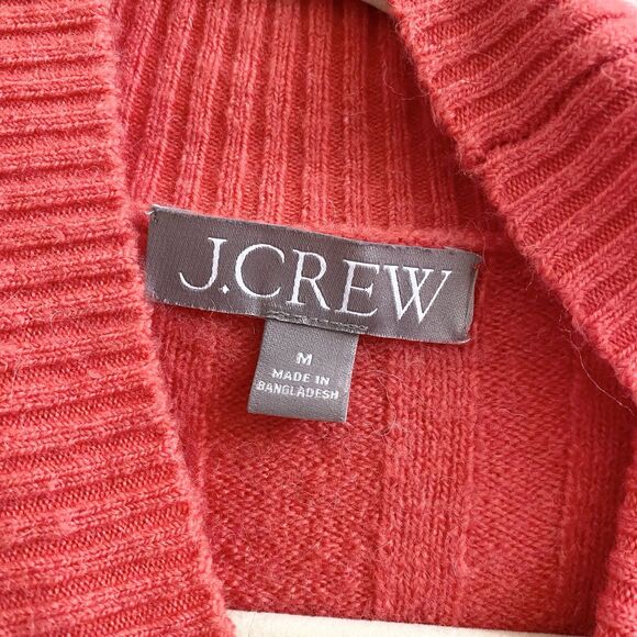 J. Crew Ribbed Mock Neck SuperSoft Yarn Merino Wool Alpaca Sweater Red M - Picture 4 of 12